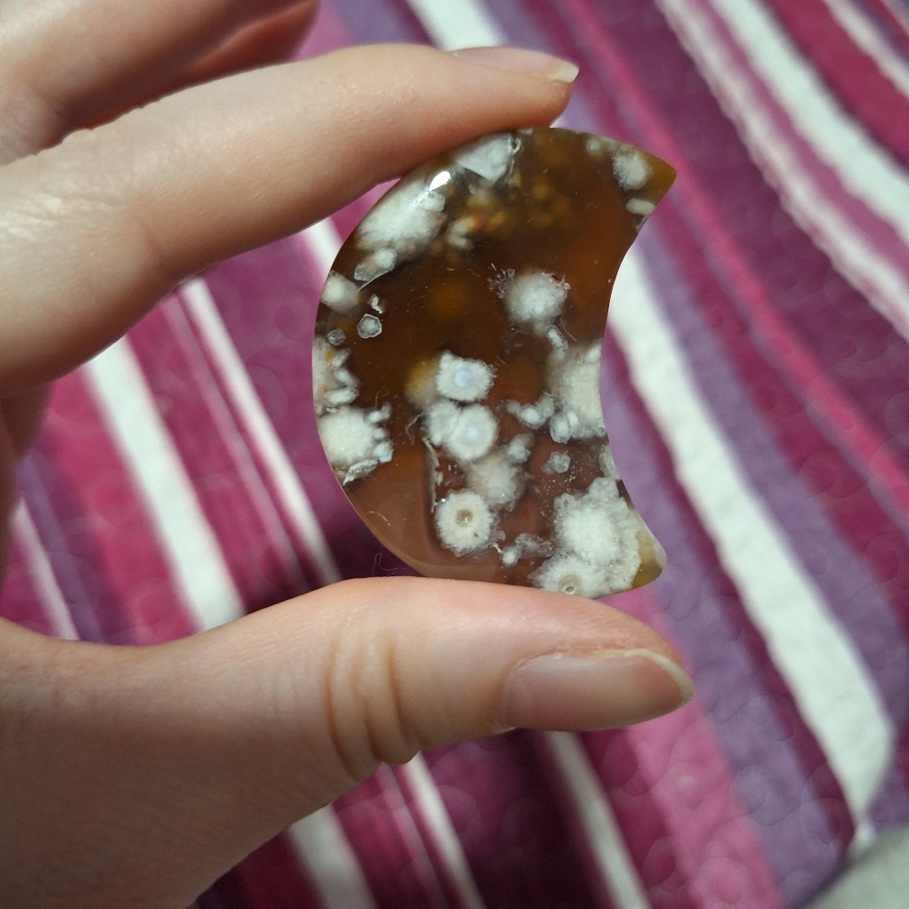 Black Flower Agate Moon